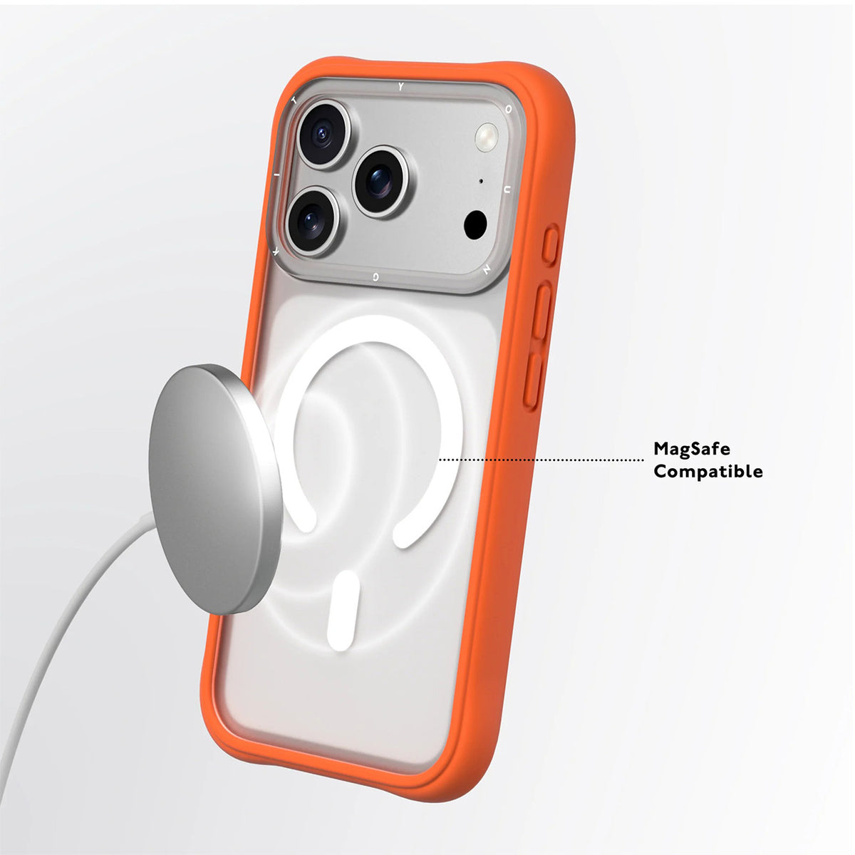 YOUNGKIT Funda Dynamic II para iPhone 17 Pro Max/18 Pro Max Compatible con MagSafe, Transparente Naranja