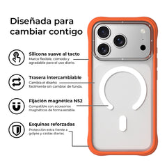 YOUNGKIT Case for iPhone 17 Pro Max – Dynamic II Magnetic Transparent Orange Silicone Case, Modern Design and Precise Fit