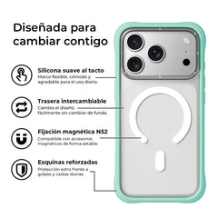 YOUNGKIT Case for iPhone 17 Pro – Dynamic II Magnetic Case Clear Glacier Blue Silicone, Modern Design and Precise Fit