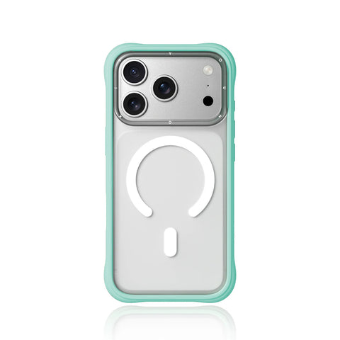 YOUNGKIT Funda Dynamic II para iPhone 17 Pro Compatible con MagSafe, Marco de Silicona y Trasera Removible, Transparente Azul Glacier