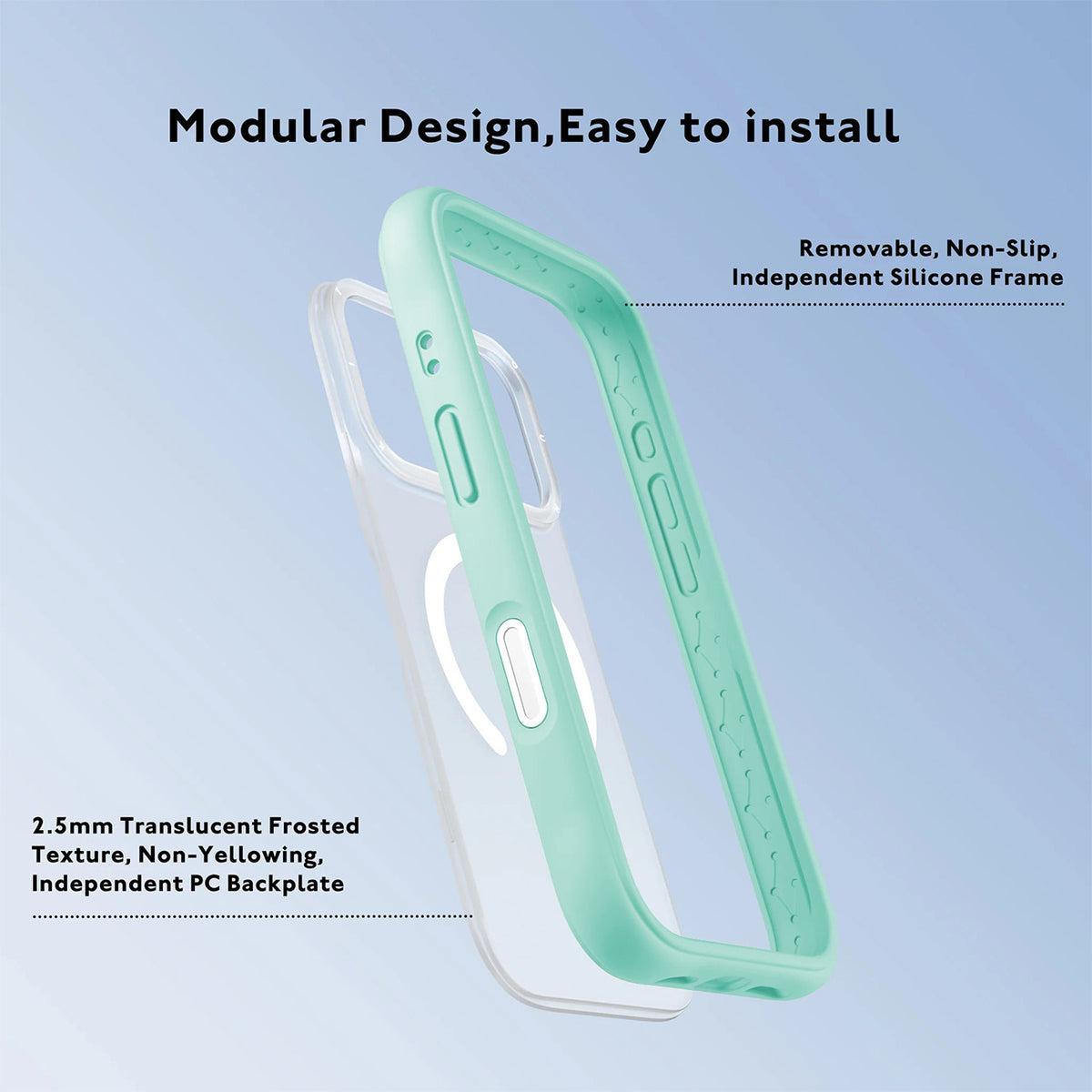 YOUNGKIT Funda Dynamic II para iPhone 17 Pro/18 Pro Compatible con MagSafe, Transparente Azul Glacier