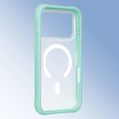 YOUNGKIT Funda Dynamic II para iPhone 17 Pro Compatible con MagSafe, Marco de Silicona y Trasera Removible, Transparente Azul Glacier