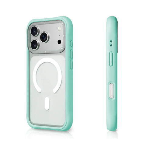 YOUNGKIT Funda Dynamic II para iPhone 17 Pro Max Compatible con MagSafe, Marco de Silicona y Trasera Removible, Transparente Azul Glacier