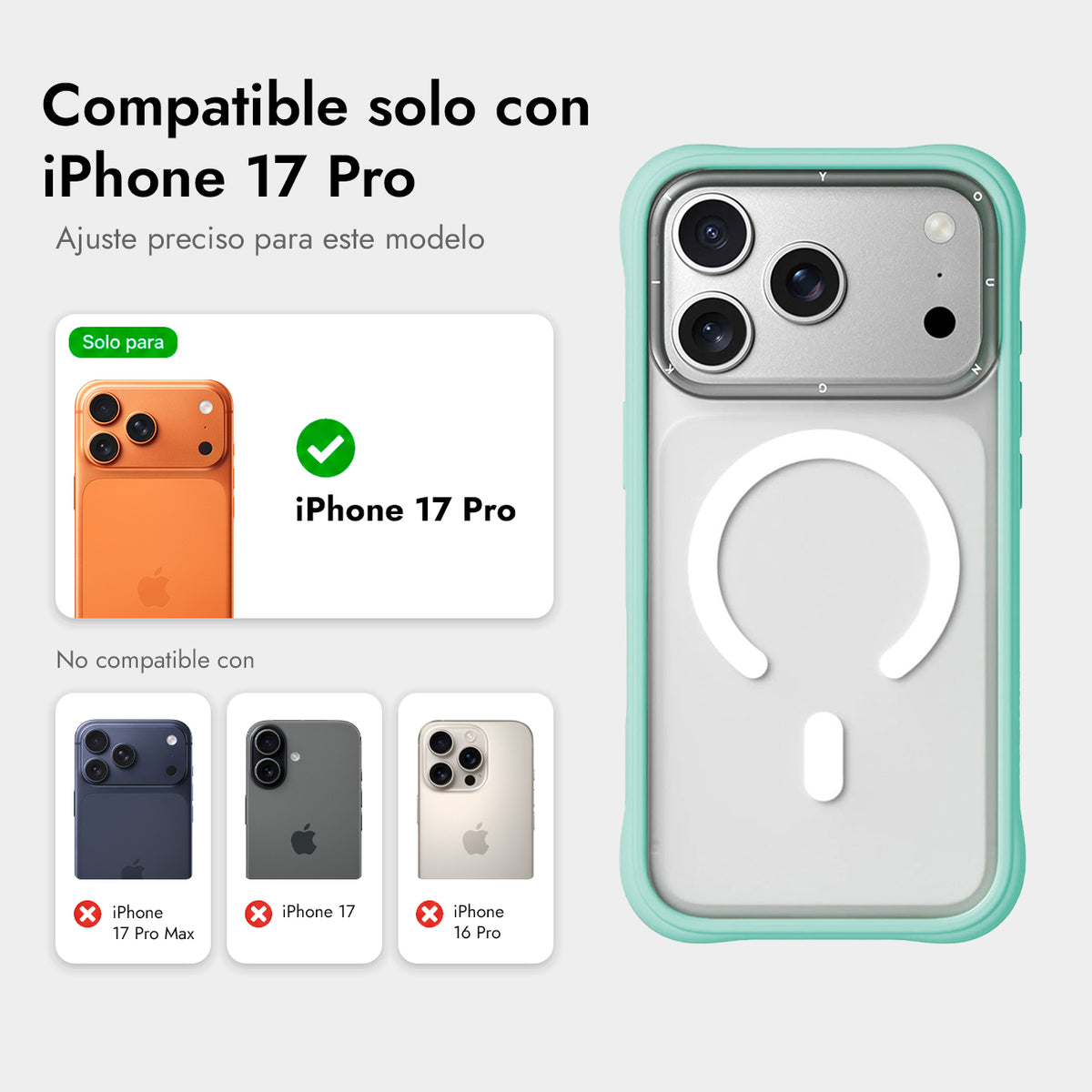 YOUNGKIT Funda Dynamic II para iPhone 17 Pro/18 Pro Compatible con MagSafe, Transparente Azul Glacier