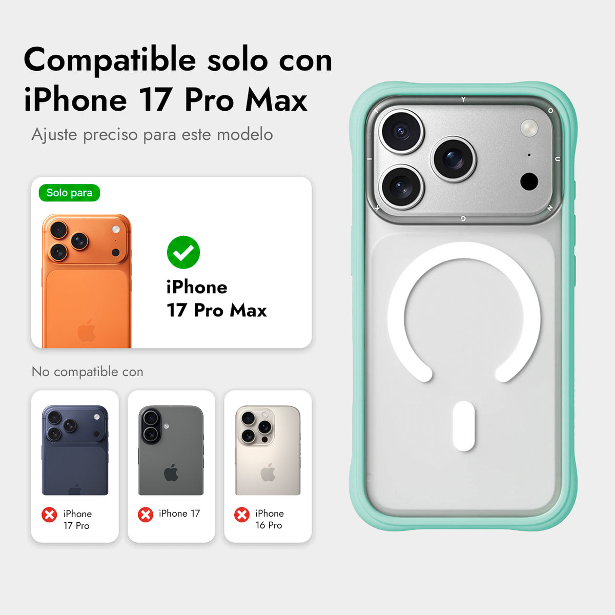 YOUNGKIT Funda Dynamic II para iPhone 17 Pro Max/18 Pro Max Compatible con MagSafe, Transparente Azul Glacier