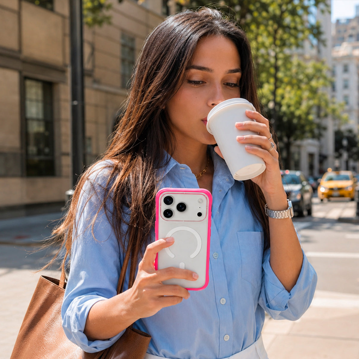 YOUNGKIT iPhone 17 Pro Max Case - Dynamic II Transparent Barbie Pink Magnetic Silicone Case, Modern Design and Precise Fit