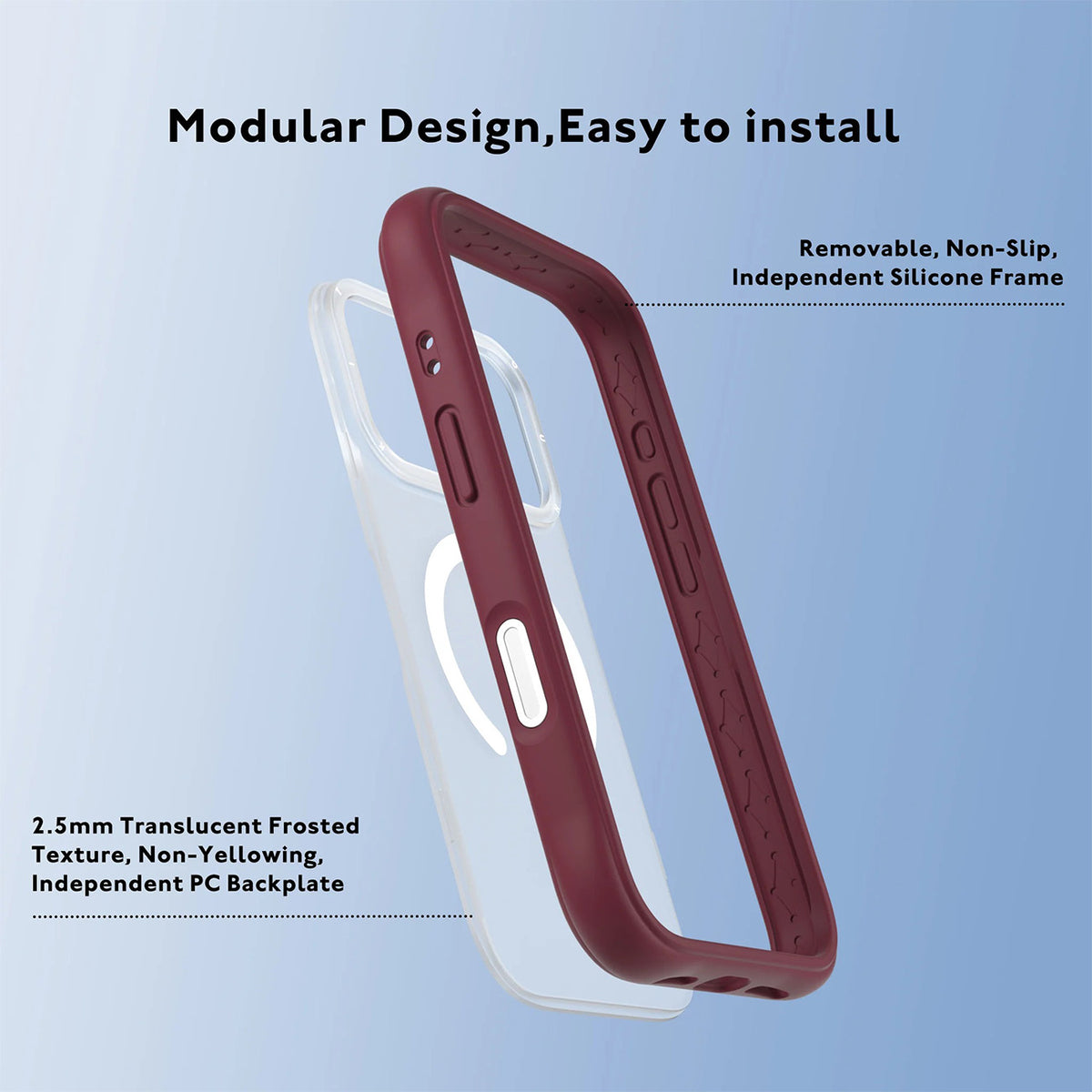 YOUNGKIT Funda Dynamic II para iPhone 17 Pro/18 Pro Compatible con MagSafe, Transparente Rojo Cherry