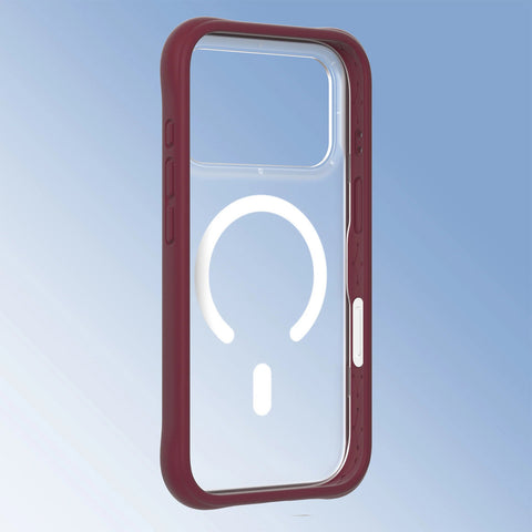 YOUNGKIT Funda Dynamic II para iPhone 17 Pro Compatible con MagSafe, Marco de Silicona y Trasera Removible, Transparente Rojo Cherry