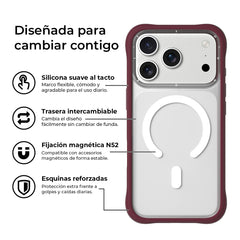 YOUNGKIT Case for iPhone 17 Pro Max – Dynamic II Magnetic Transparent Cherry Red Silicone Case, Modern Design and Precise Fit