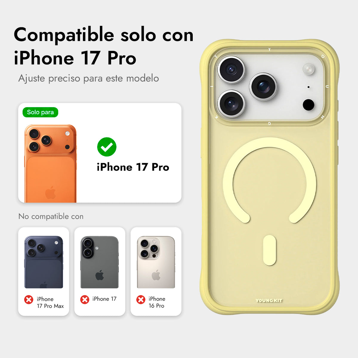 YOUNGKIT Case for iPhone 17 Pro - Dynamic II Magnetic Case Tulip Yellow, Modern Design and Precise Fit