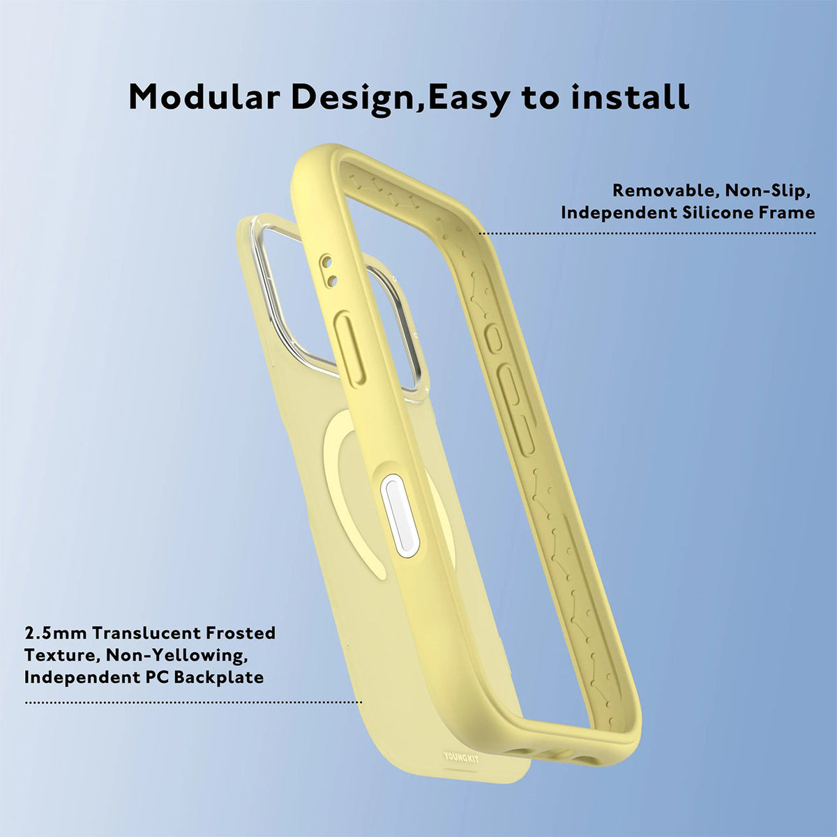 YOUNGKIT Case for iPhone 17 Pro - Dynamic II Magnetic Case Tulip Yellow, Modern Design and Precise Fit