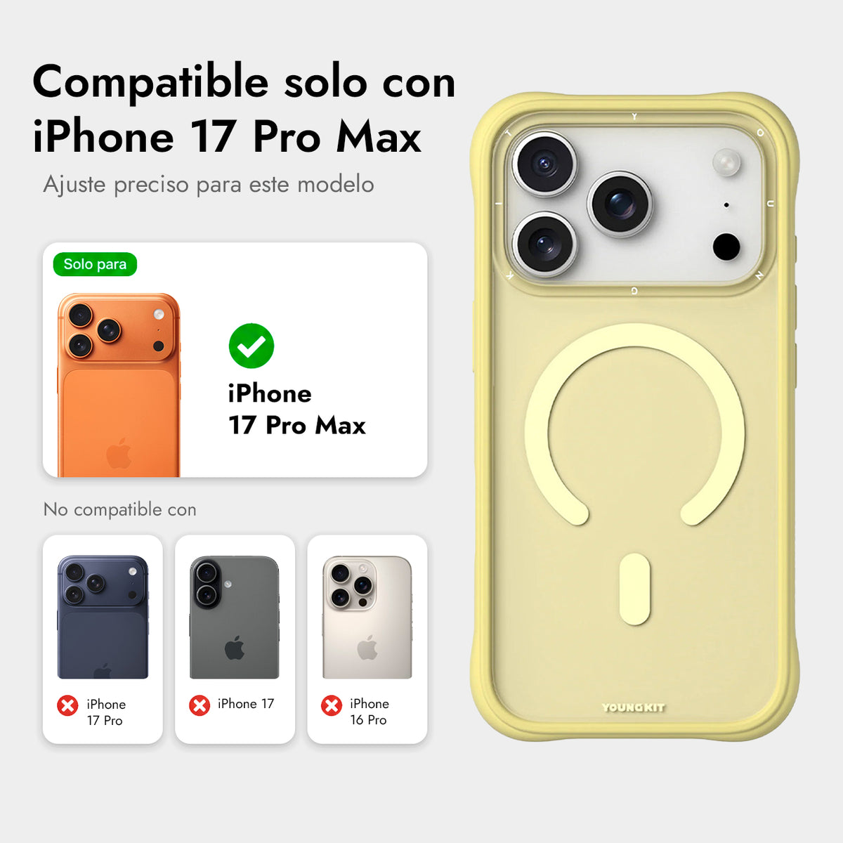 YOUNGKIT Case for iPhone 17 Pro Max – Dynamic II Tulip Yellow Magnetic Case, Modern Design and Precise Fit