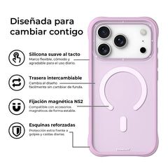 YOUNGKIT Funda Dynamic II para iPhone 17 Pro Compatible con MagSafe, Marco de Silicona y Trasera Removible, Rosa Warm Pink