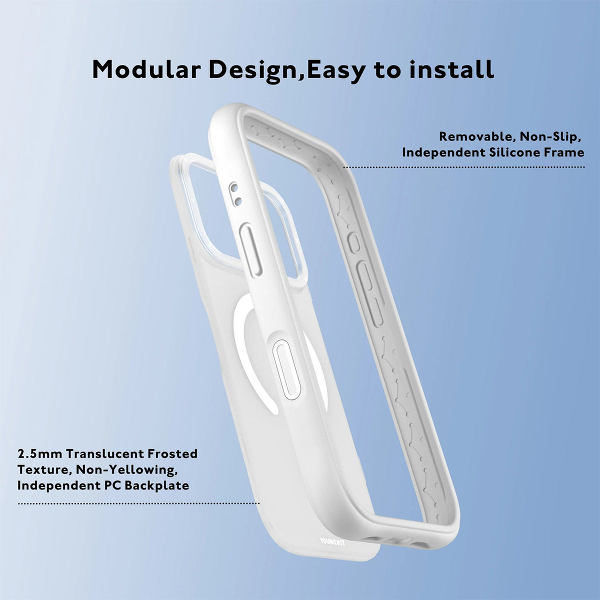 YOUNGKIT Case for iPhone 17 Pro - Dynamic II White Magnetic Case, Modern Design and Precise Fit