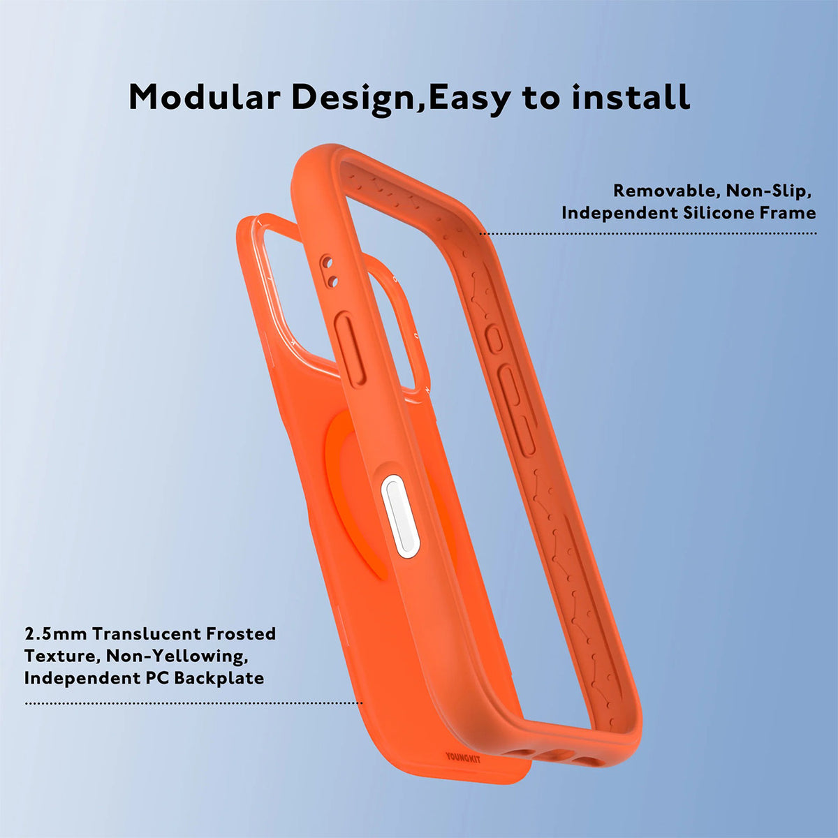 YOUNGKIT Funda Dynamic II para iPhone 17 Pro/18 Pro Compatible con MagSafe, Naranja