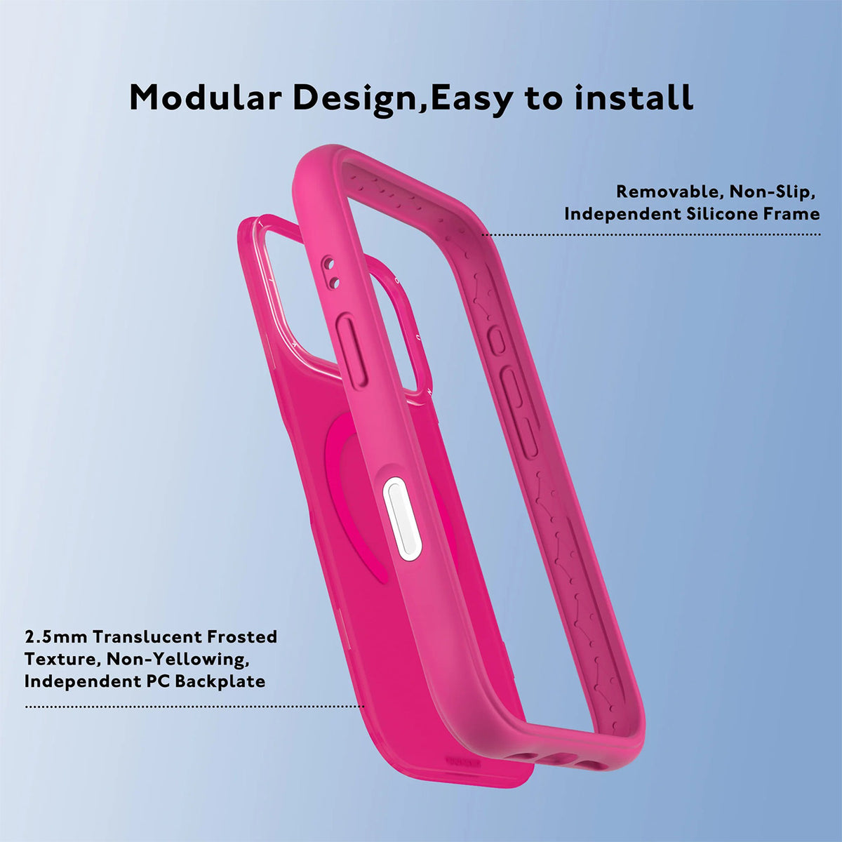 YOUNGKIT Case for iPhone 17 Pro – Dynamic II Barbie Pink Magnetic Case, Modern Design and Precise Fit