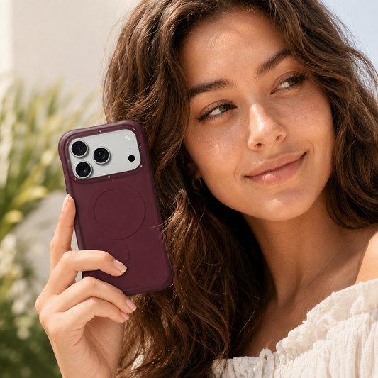 YOUNGKIT Funda Dynamic II para iPhone 17 Pro Compatible con MagSafe, Marco de Silicona y Trasera Removible, Rojo Cherry