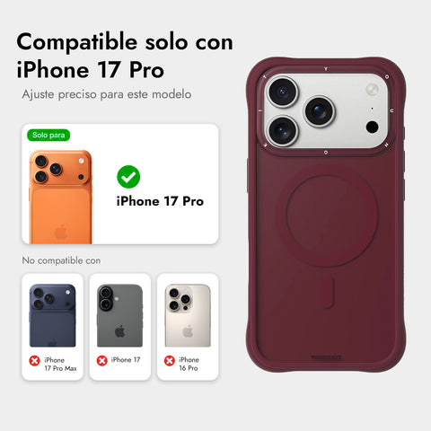 YOUNGKIT Funda Dynamic II para iPhone 17 Pro Compatible con MagSafe, Marco de Silicona y Trasera Removible, Rojo Cherry