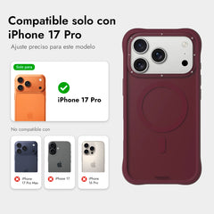 YOUNGKIT Funda Dynamic II para iPhone 17 Pro Compatible con MagSafe, Marco de Silicona y Trasera Removible, Rojo Cherry