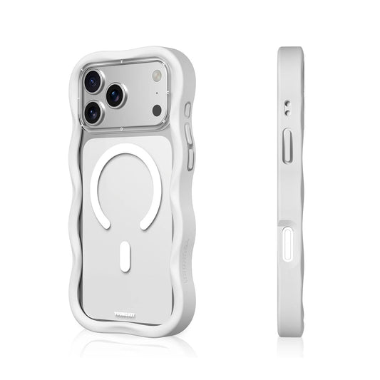 YOUNGKIT Case for iPhone 17 Pro Max - Dynamic II Magnetic Clear White Wavy Silicone Case, Modern Design and Precise Fit