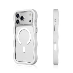 YOUNGKIT Case for iPhone 17 Pro Max - Dynamic II Magnetic Clear White Wavy Silicone Case, Modern Design and Precise Fit