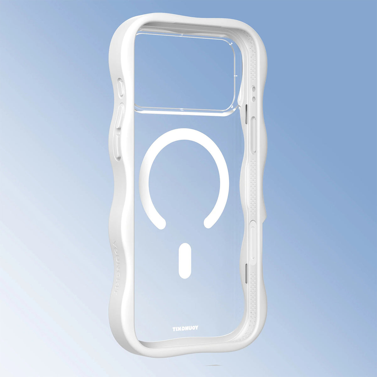 YOUNGKIT Funda Dynamic II Wavy para iPhone 17 Pro Max/18 Pro Max Compatible con MagSafe, Transparente Blanco