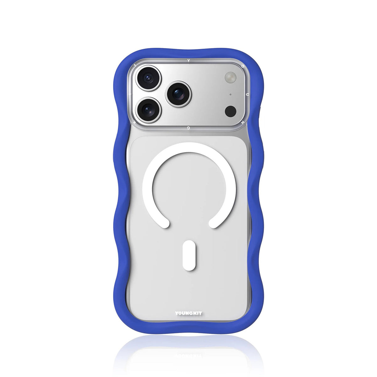 YOUNGKIT Funda Dynamic II Wavy para iPhone 17 Pro Max/18 Pro Max Compatible con MagSafe, Transparente Azul Glacier