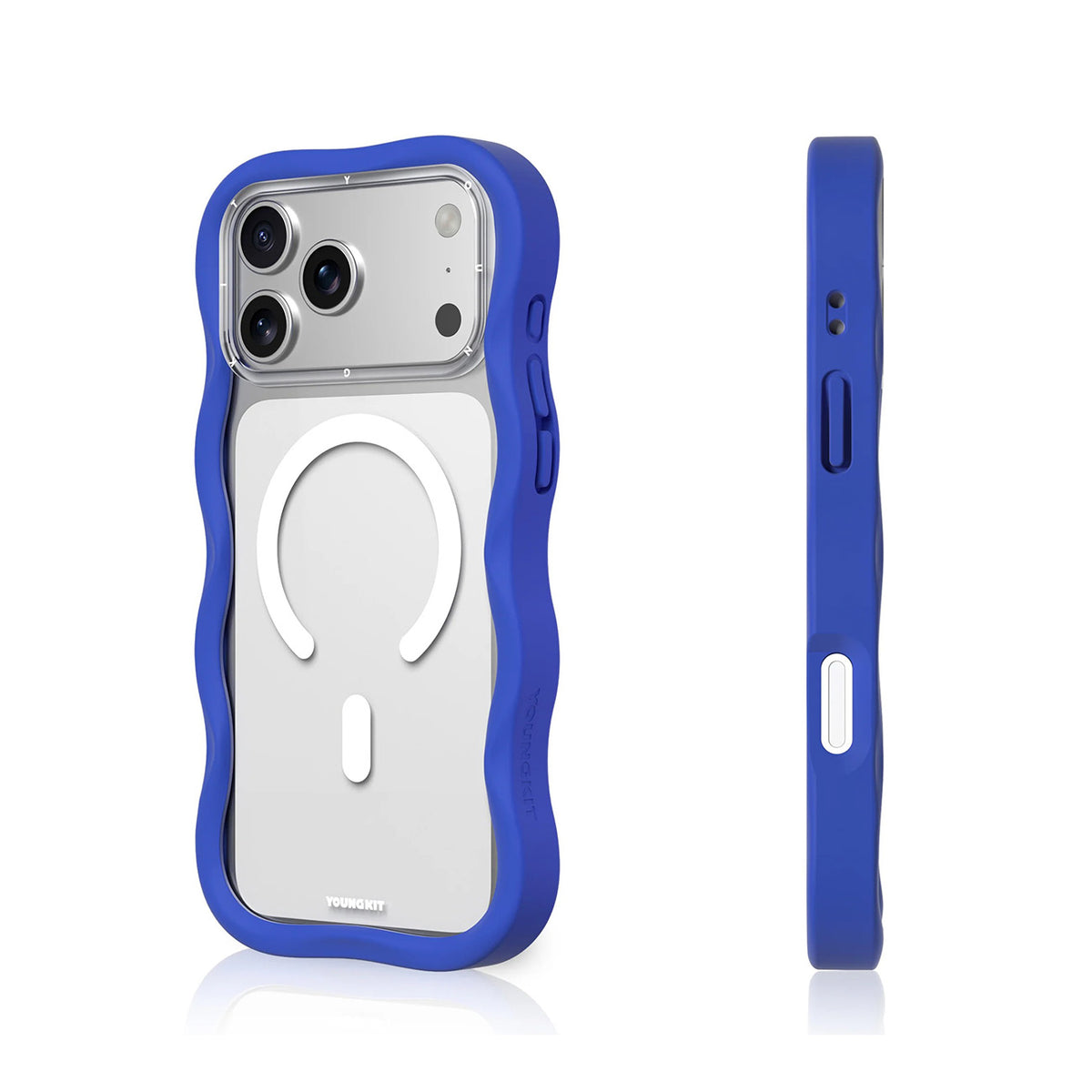 YOUNGKIT Funda Dynamic II Wavy para iPhone 17 Pro/18 Pro Compatible con MagSafe, Transparente Azul Glacier