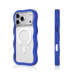 YOUNGKIT Case for iPhone 17 Pro – Dynamic II Magnetic Case Transparent Glacier Blue Wavy Silicone, Modern Design and Precise Fit