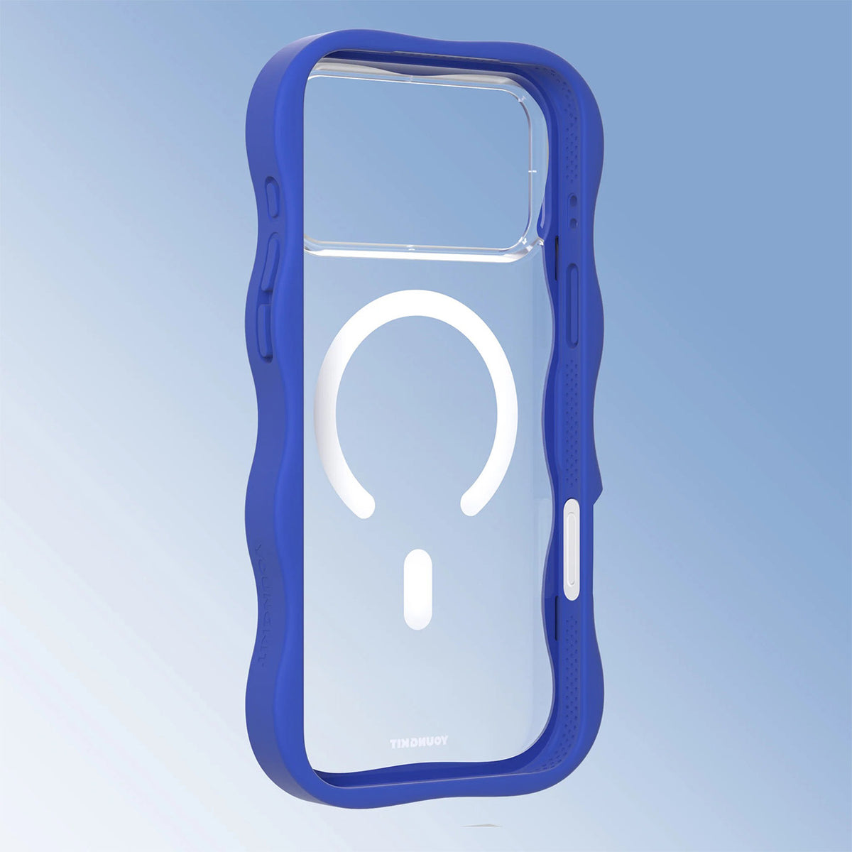 YOUNGKIT Funda Dynamic II Wavy para iPhone 17 Pro Max/18 Pro Max Compatible con MagSafe, Transparente Azul Glacier