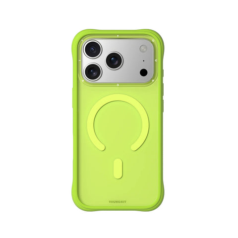 YOUNGKIT Funda Dynamic II para iPhone 17 Pro Max Compatible con MagSafe, Marco de Silicona y Trasera Removible, Verde Lima