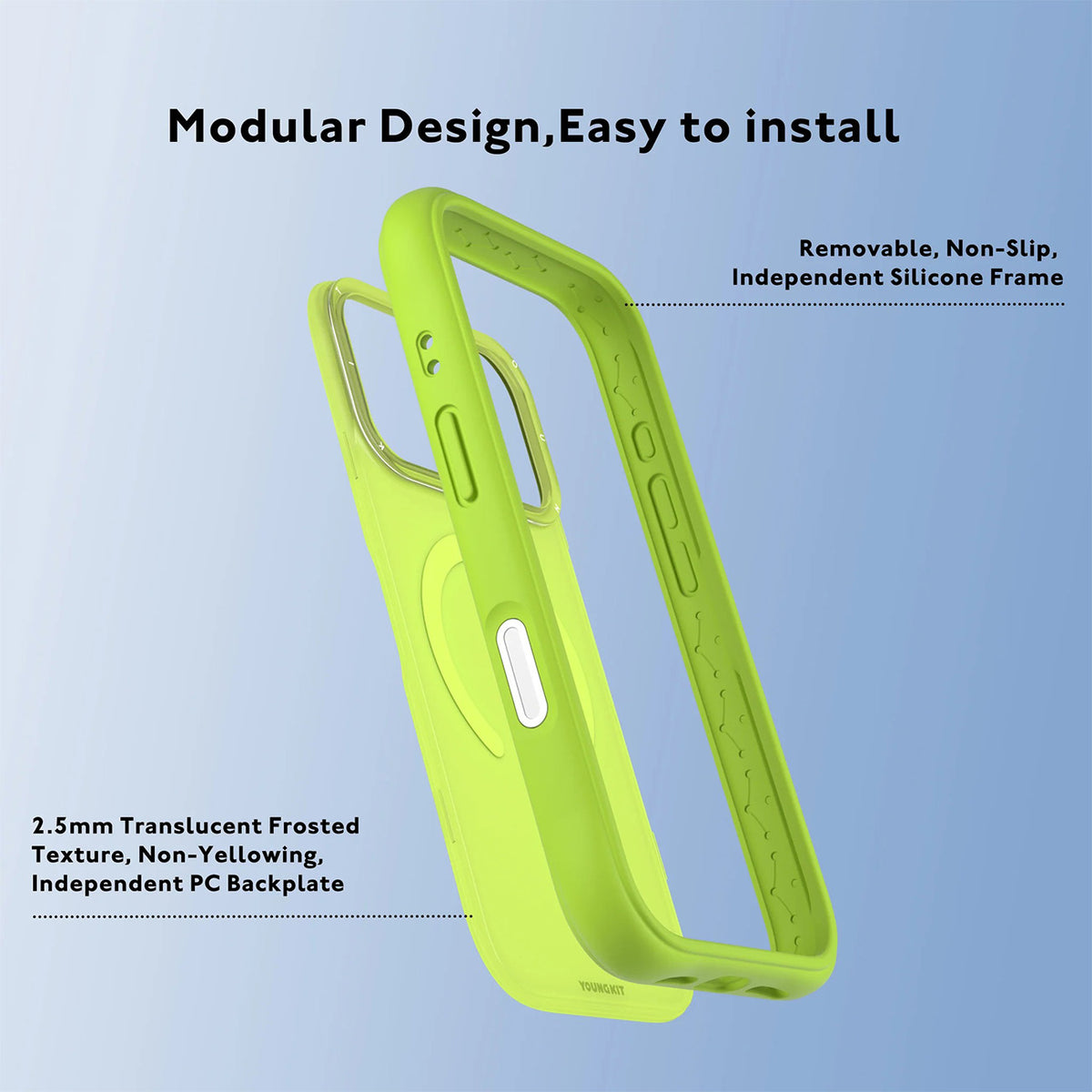 YOUNGKIT Funda Dynamic II para iPhone 17 Pro Max/18 Pro Max Compatible con MagSafe, Verde Lima