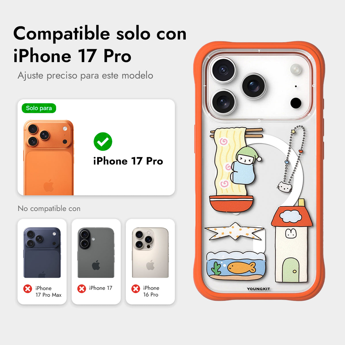 YOUNGKIT Funda Sweetheart Express para iPhone 17 Pro/18 Pro Compatible con MagSafe, Small-town Life