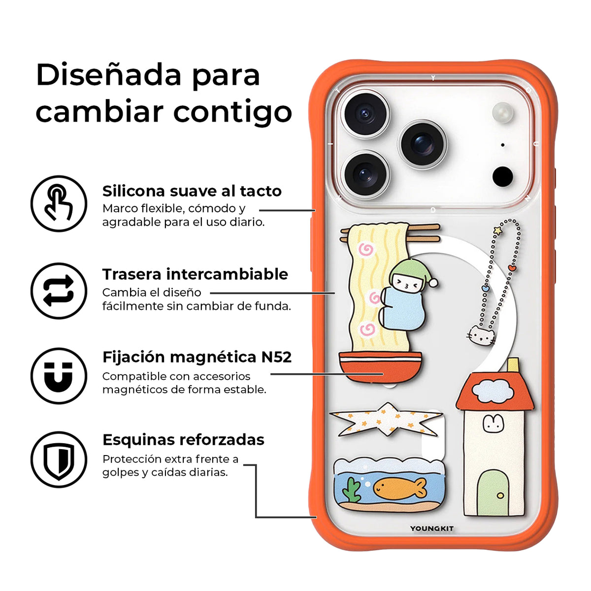 YOUNGKIT Funda Sweetheart Express para iPhone 17 Pro/18 Pro Compatible con MagSafe, Small-town Life