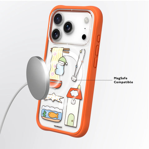 YOUNGKIT Funda CH Sweetheart Express para iPhone 17 Pro Max Compatible con MagSafe, Marco de Silicona y Trasera Removible, Small-town Life