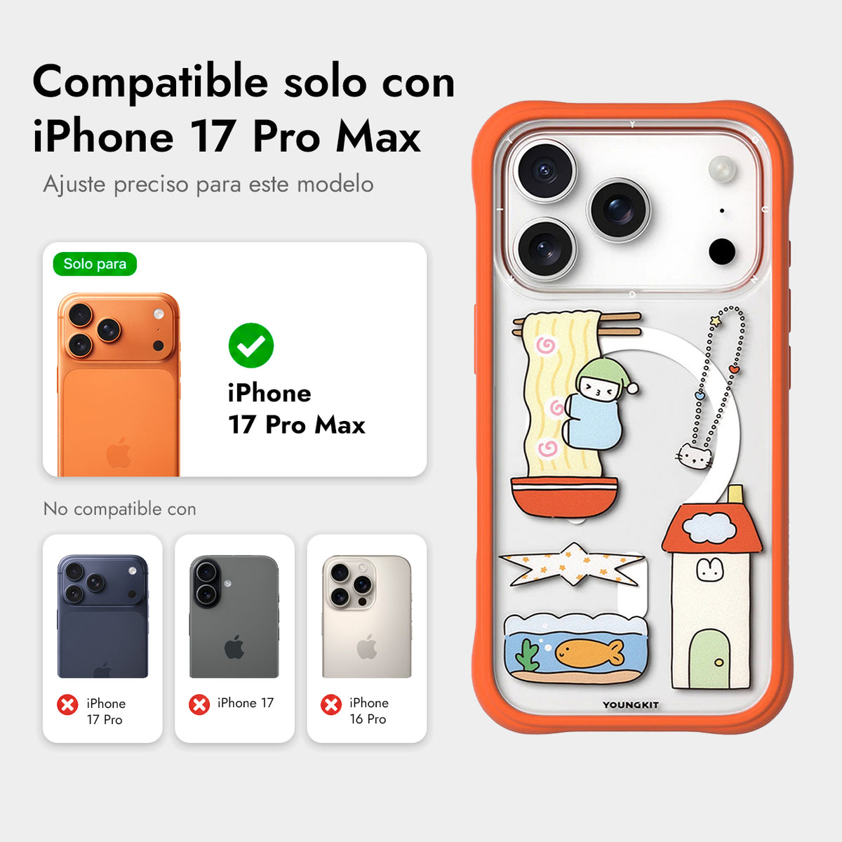YOUNGKIT Funda Sweetheart Express para iPhone 17 Pro Max/18 Pro Max Compatible con MagSafe, Small-town Life