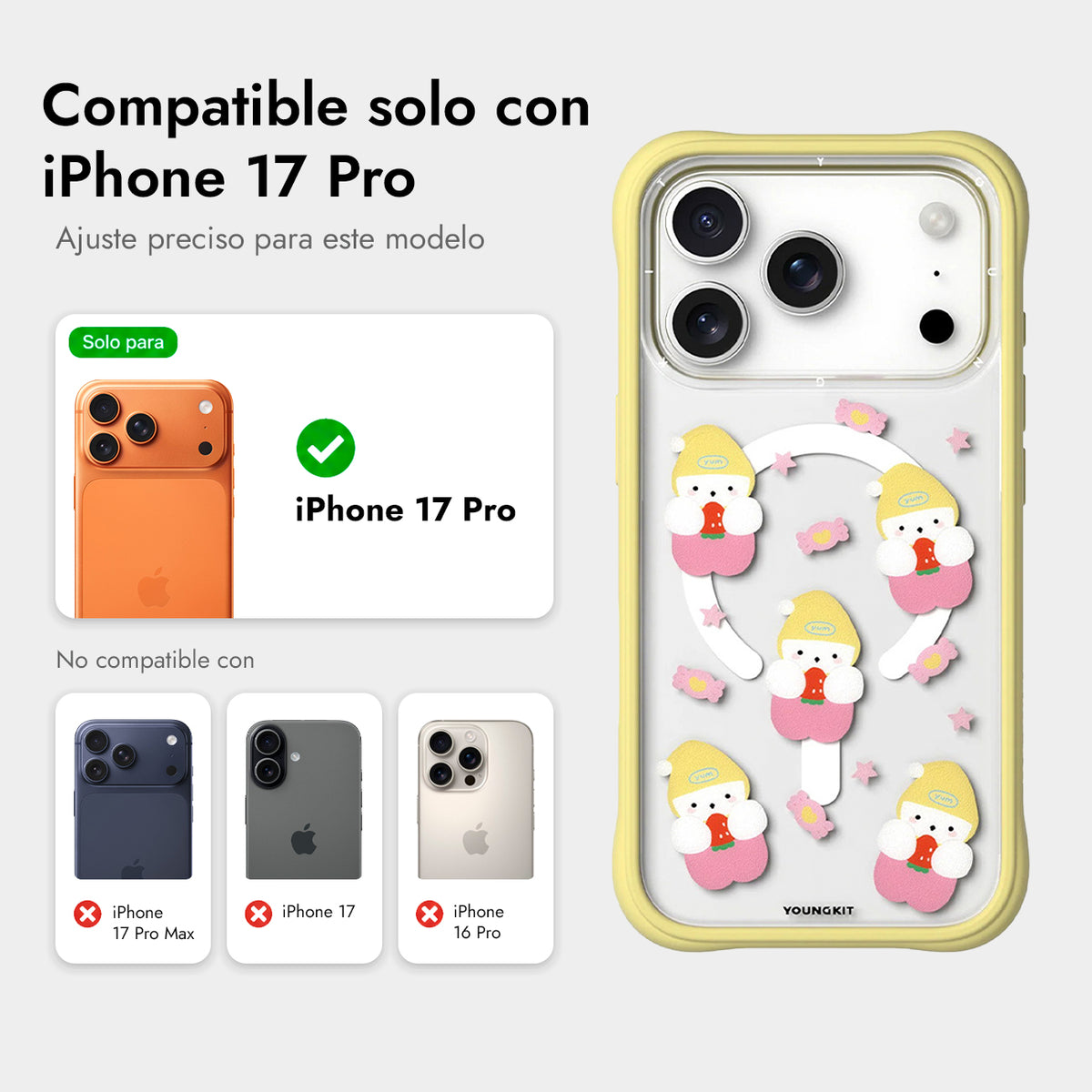 YOUNGKIT Funda Sweetheart Express para iPhone 17 Pro/18 Pro Compatible con MagSafe, Sweet Cottage