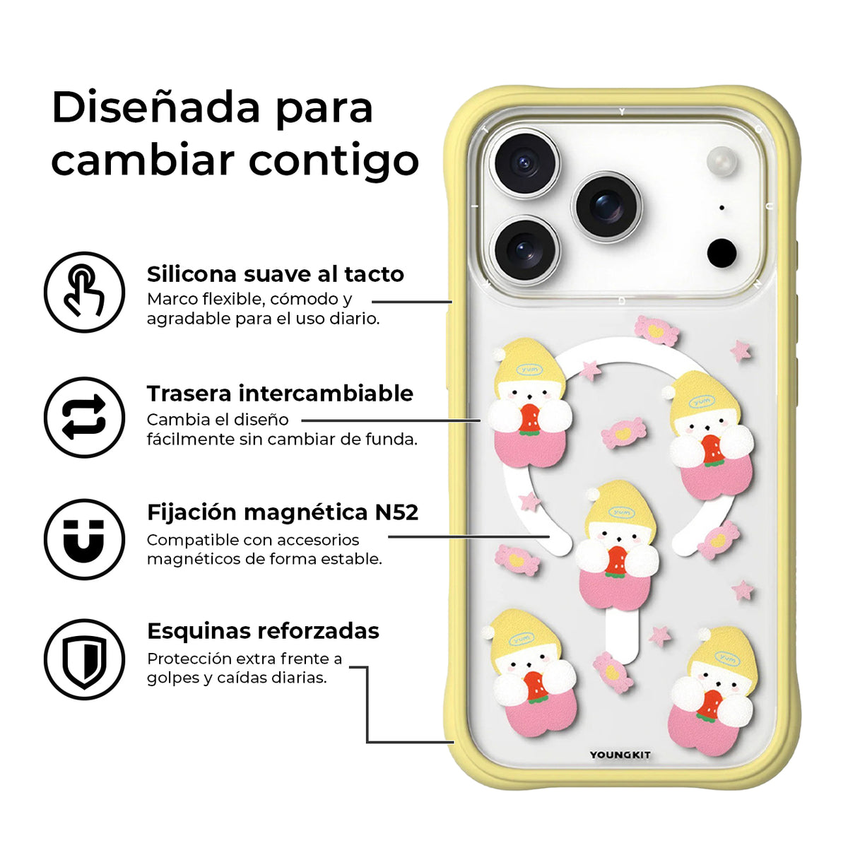 YOUNGKIT Funda Sweetheart Express para iPhone 17 Pro/18 Pro Compatible con MagSafe, Sweet Cottage
