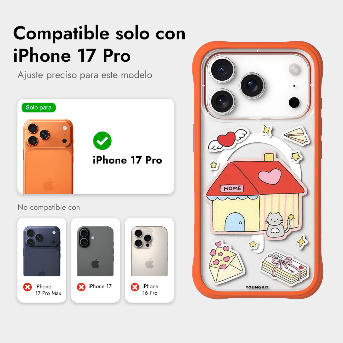 YOUNGKIT Funda Sweetheart Express para iPhone 17 Pro/18 Pro Compatible con MagSafe, Submit a Wish