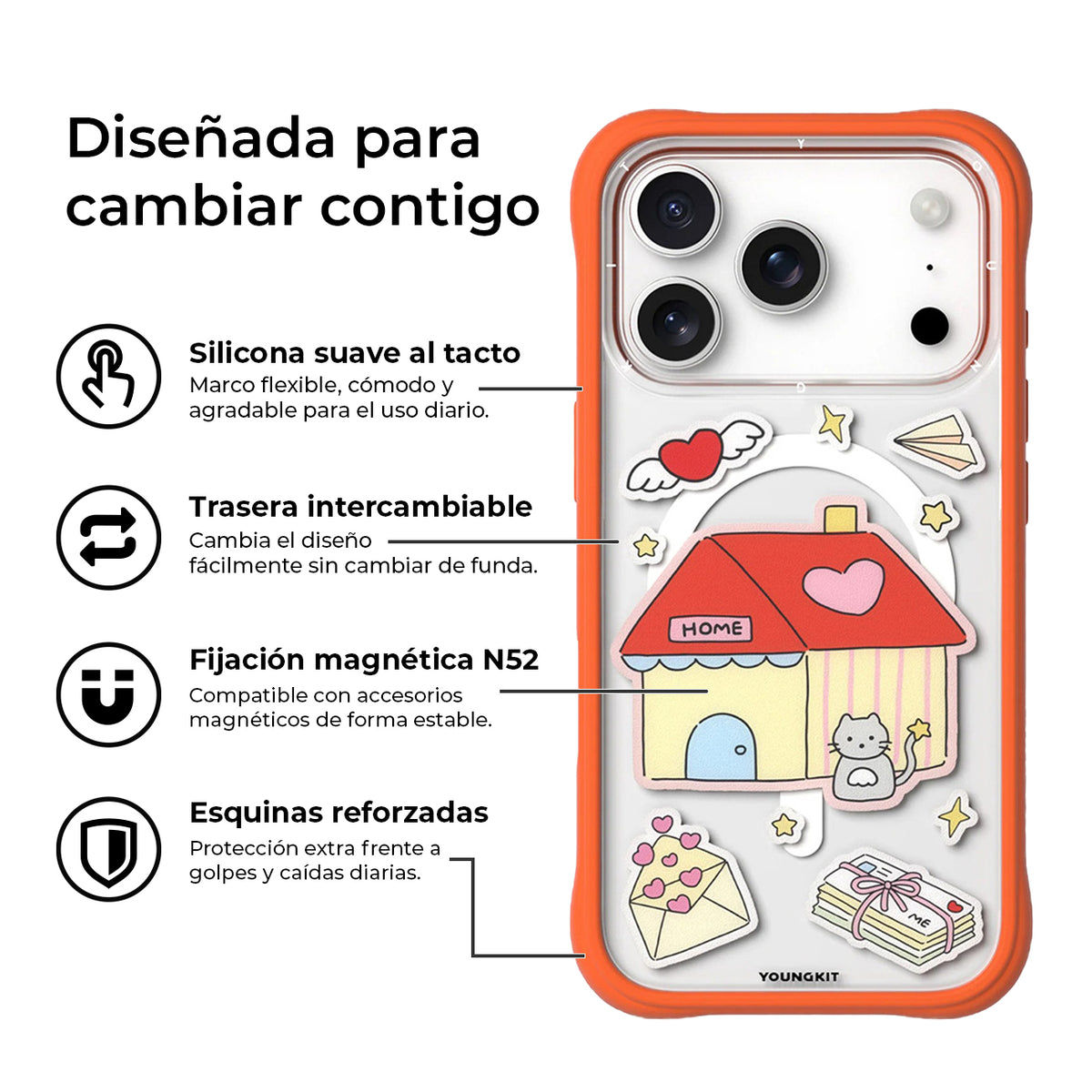 YOUNGKIT Funda Sweetheart Express para iPhone 17 Pro/18 Pro Compatible con MagSafe, Submit a Wish