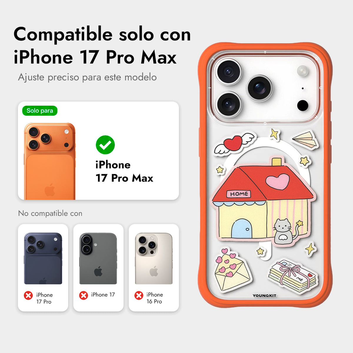 YOUNGKIT Funda Sweetheart Express para iPhone 17 Pro Max/18 Pro Max Compatible con MagSafe, Submit a Wish