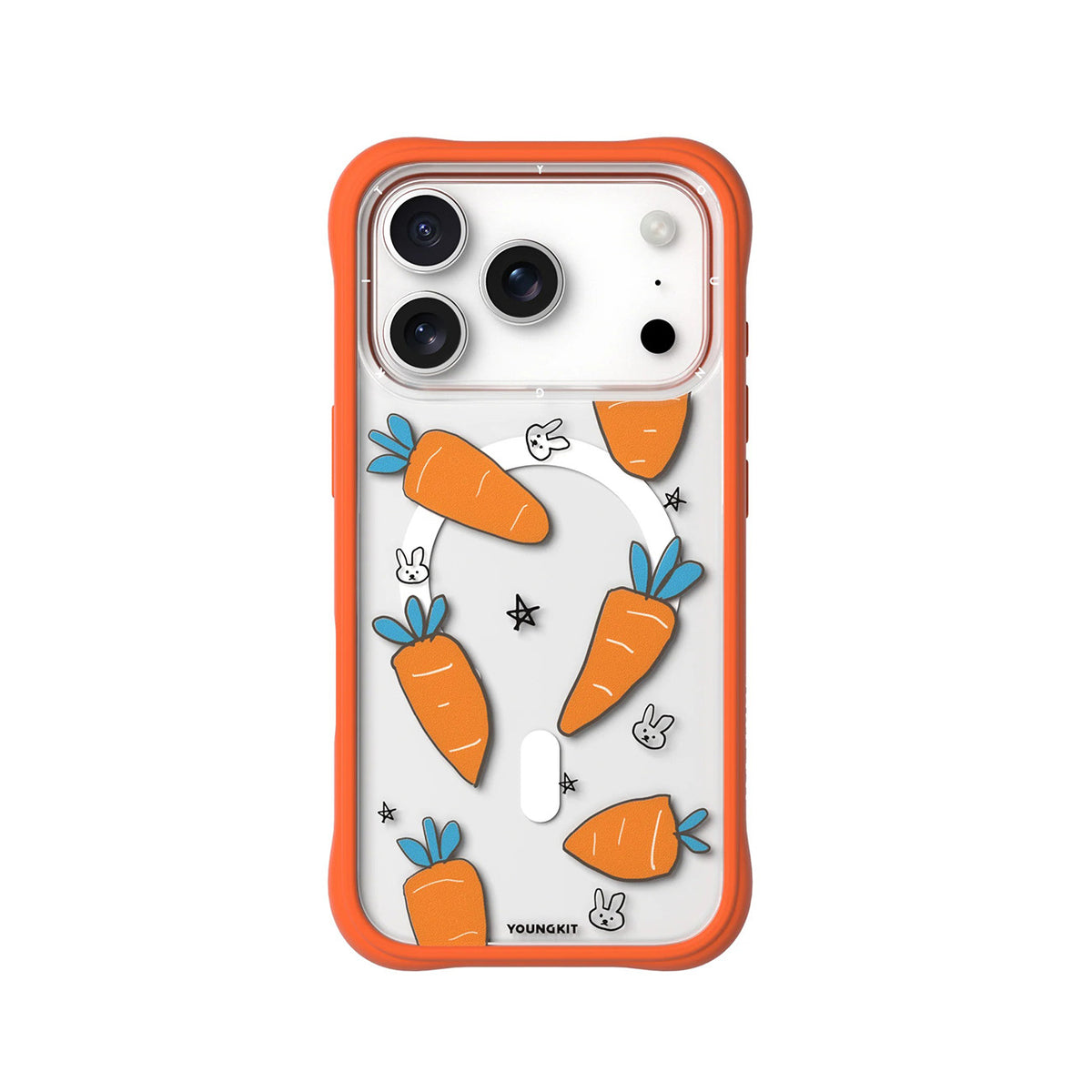 YOUNGKIT Funda Orchard para iPhone 17 Pro Max/18 Pro Max Compatible con MagSafe, Carrot Rabbit Talk