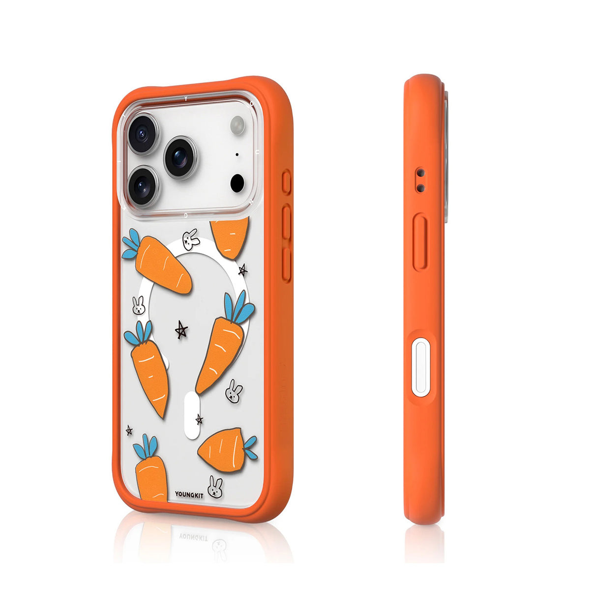YOUNGKIT Funda Orchard para iPhone 17 Pro/18 Pro Compatible con MagSafe, Carrot Rabbit Talk
