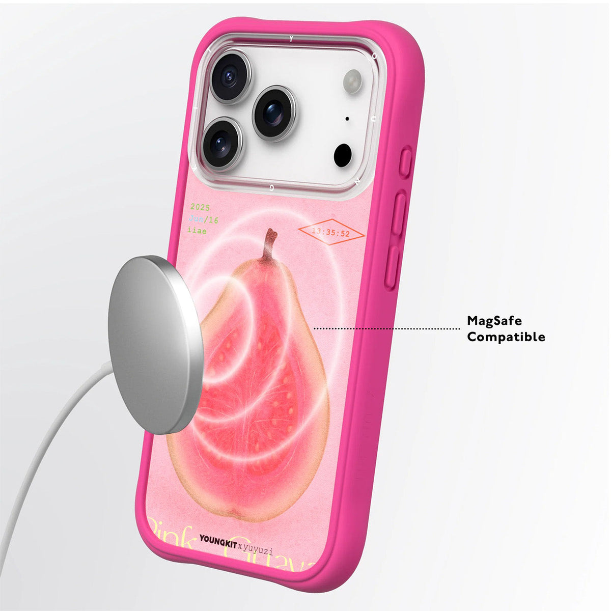 YOUNGKIT Funda Sensitive Moment para iPhone 17 Pro Max/18 Pro Max Compatible con MagSafe, Lightly Blushed Guava