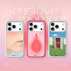 YOUNGKIT Case for iPhone 17 Pro – Magnetic Case CH Sensitive Moment Lightly Blushed Guava, Illustrated Design and Precise Fit