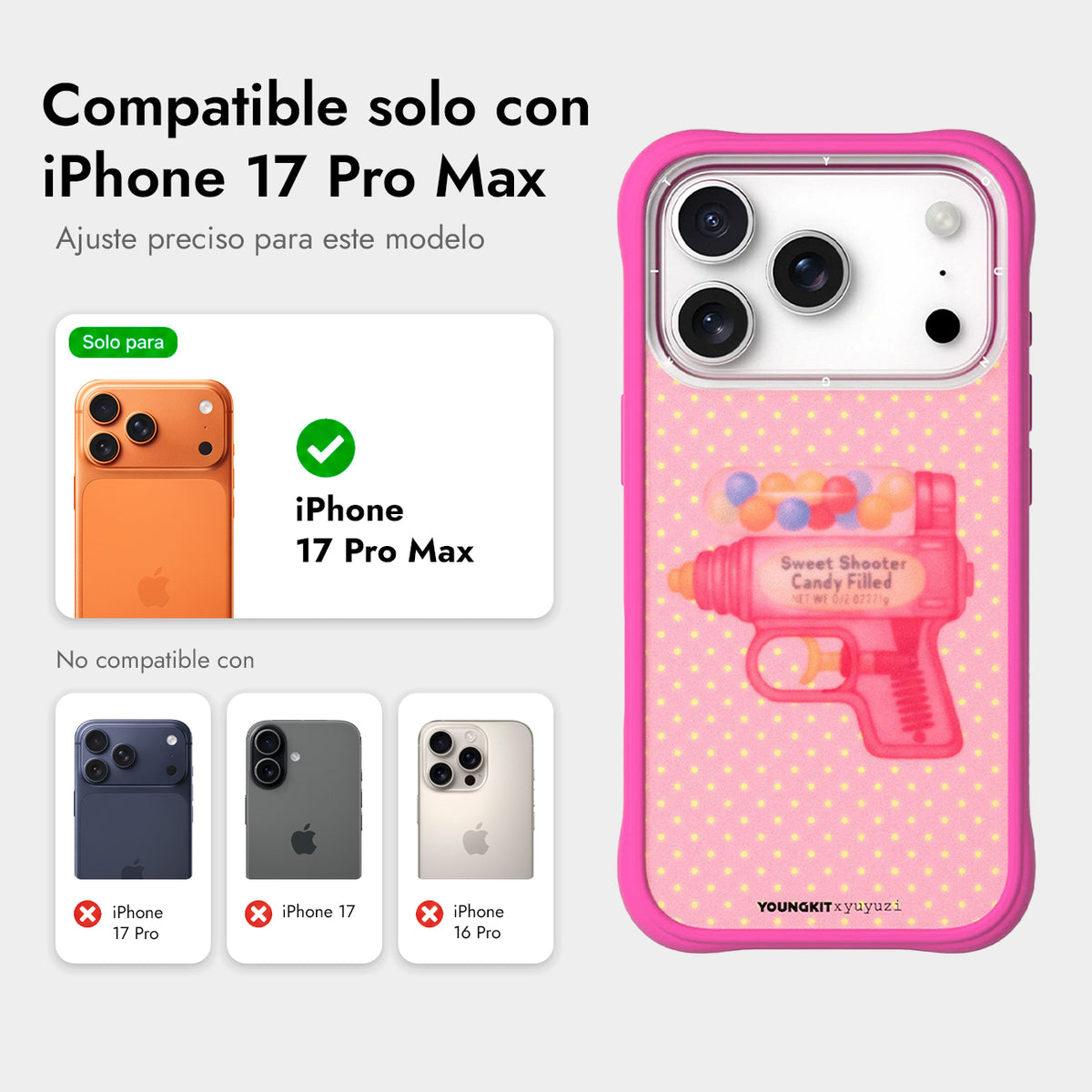 YOUNGKIT Case for iPhone 17 Pro Max – Magnetic Case CH Authentic Check Your ID Barbie Pink, Illustrated Design and Precise Fit
