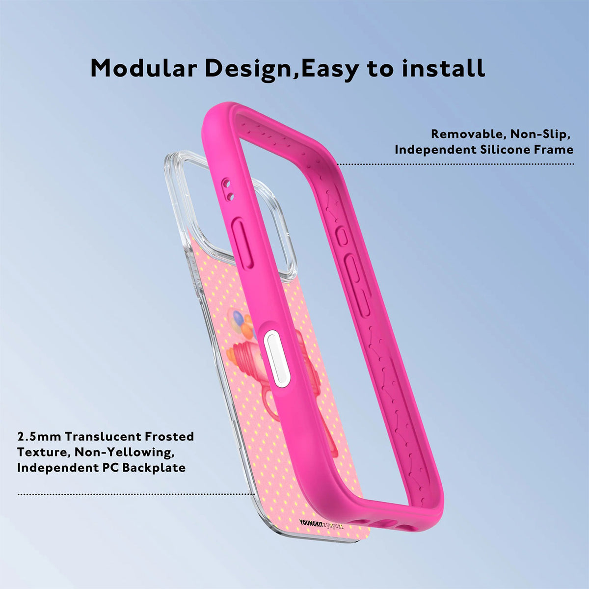 YOUNGKIT Case for iPhone 17 Pro – Magnetic Case CH Authentic Check Your ID Barbie Pink, Illustrated Design and Precise Fit