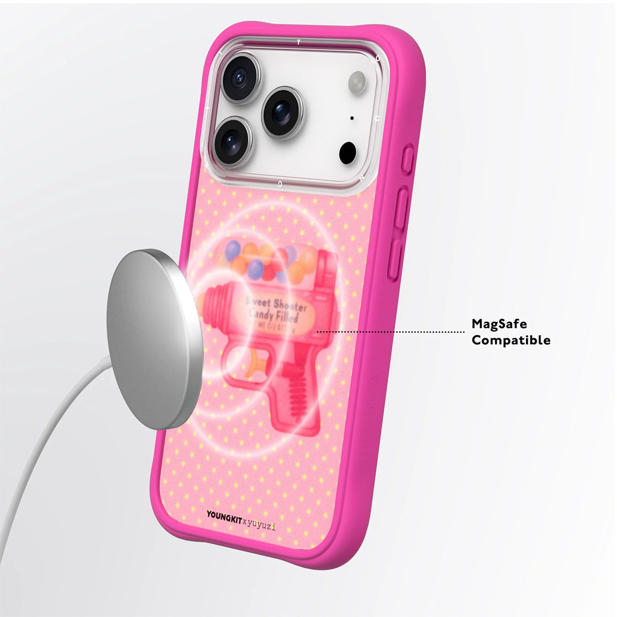 YOUNGKIT Case for iPhone 17 Pro Max – Magnetic Case CH Authentic Check Your ID Barbie Pink, Illustrated Design and Precise Fit