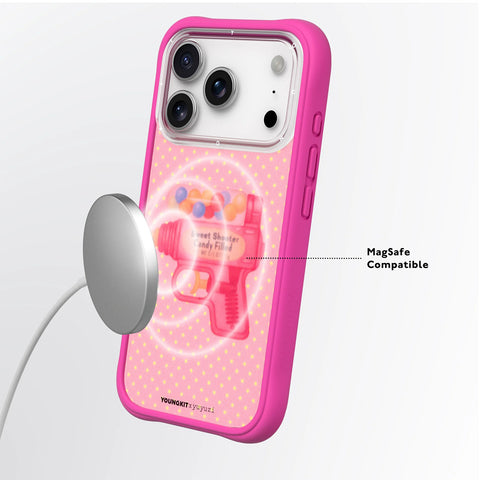 YOUNGKIT Funda CH Authentic para iPhone 17 Pro Max Compatible con MagSafe, Marco de Silicona y Trasera Removible, Barbie Pink