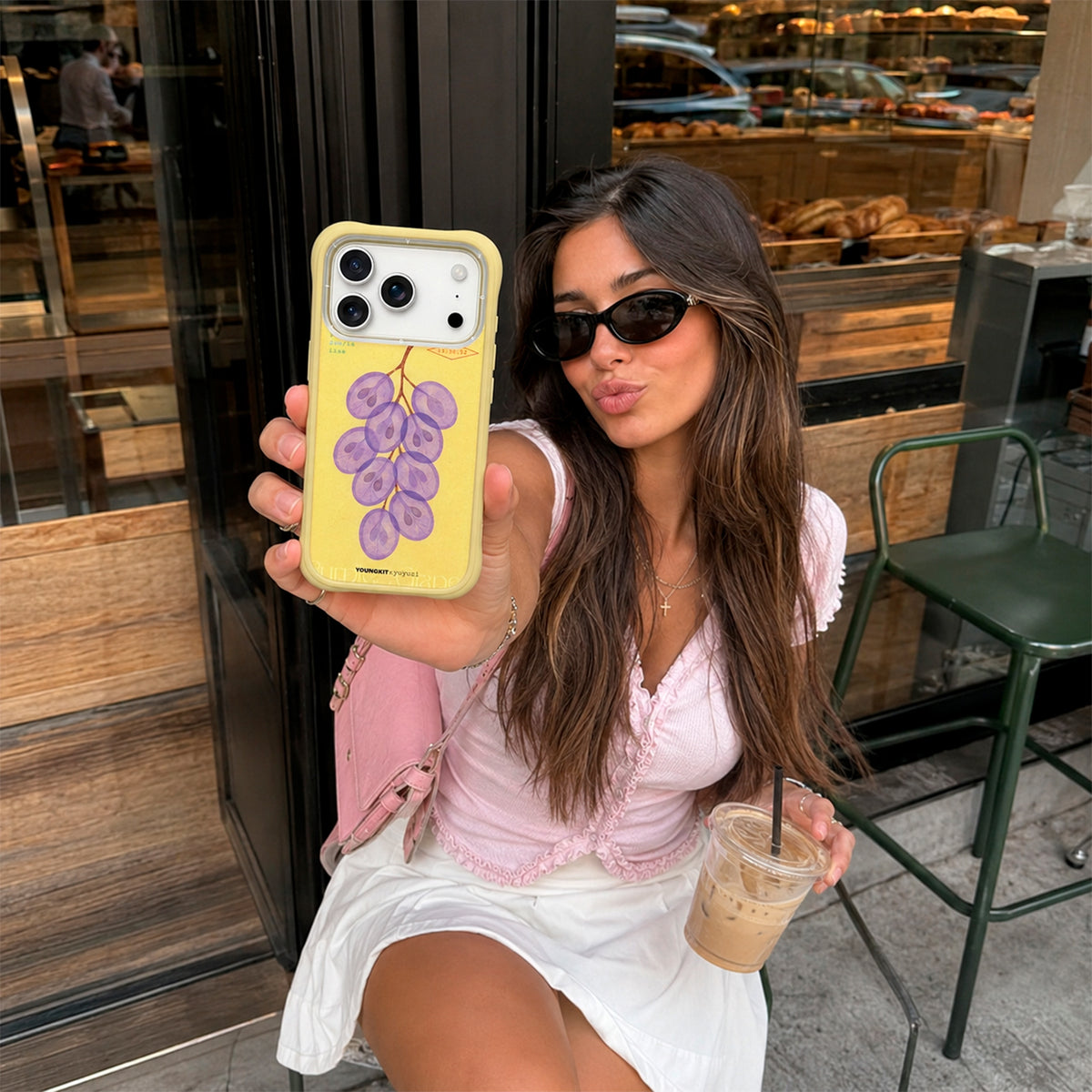 YOUNGKIT Case for iPhone 17 Pro - Magnetic Case CH Authentic Purple Jade Grapes, Illustrated Design and Precise Fit